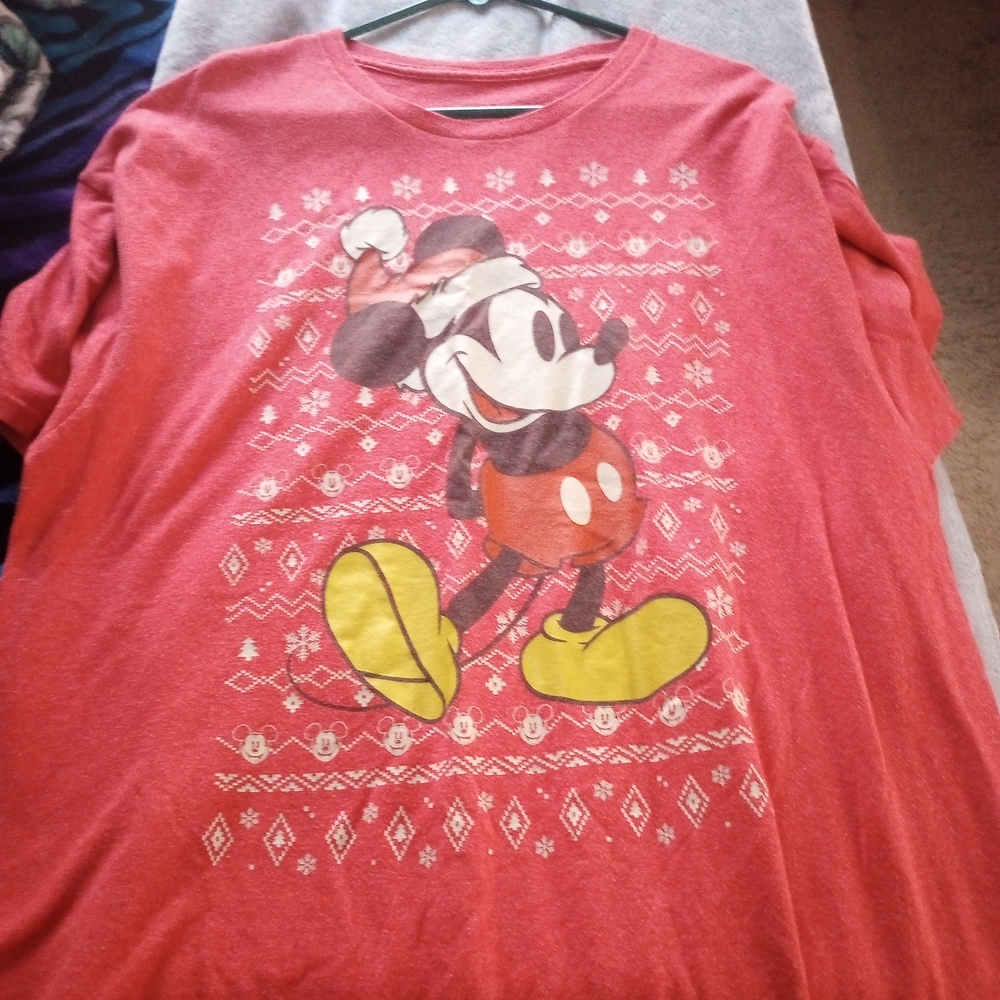 Disney Red Crewneck Mickey Mouse T Shirt